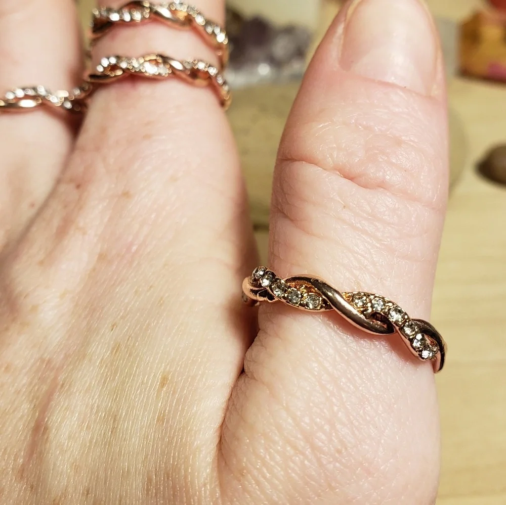 Rose gold and Crystals twist style bands